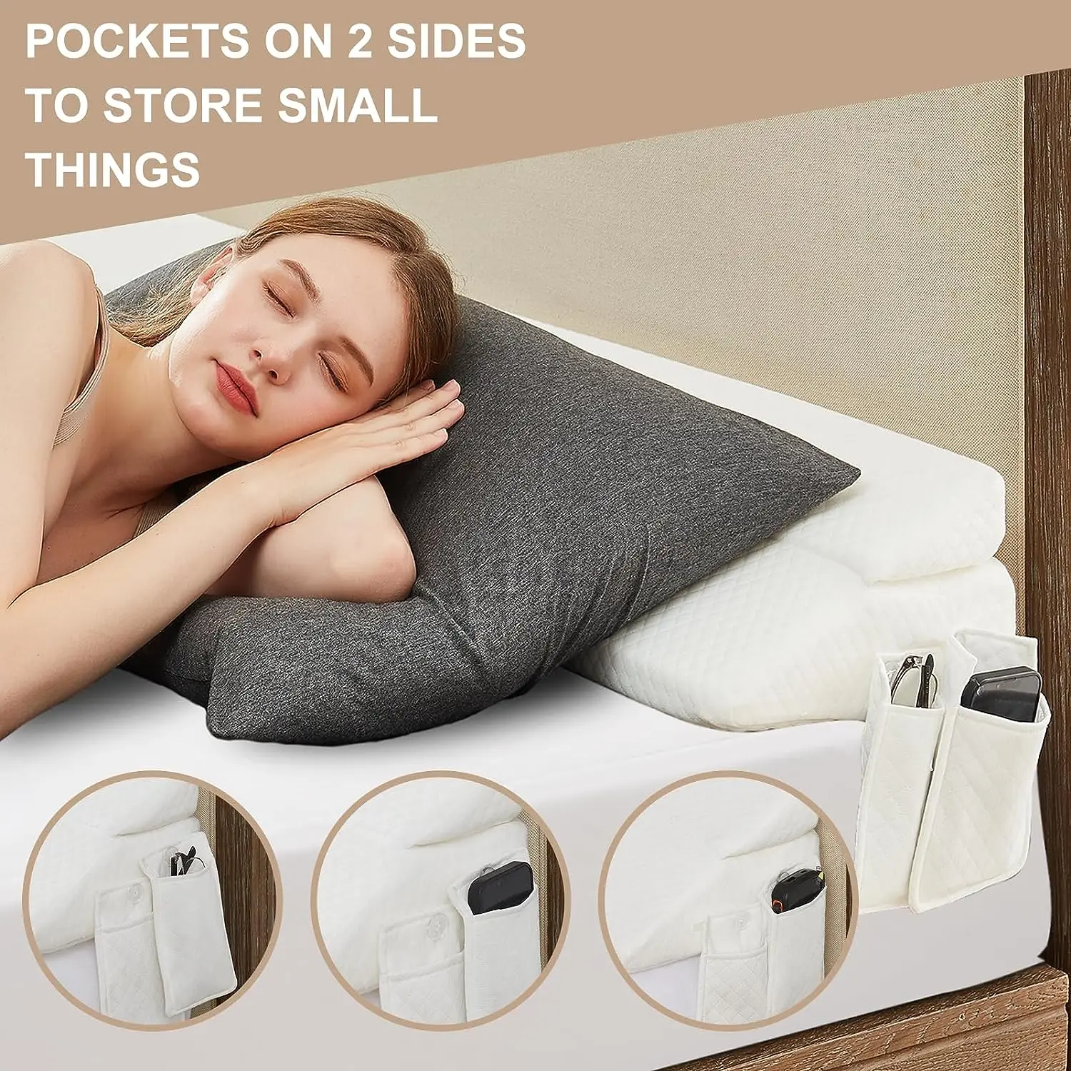 Premium Foam Foldable Bed Wedge Pillow For Headboard Upgraded Bed Gap