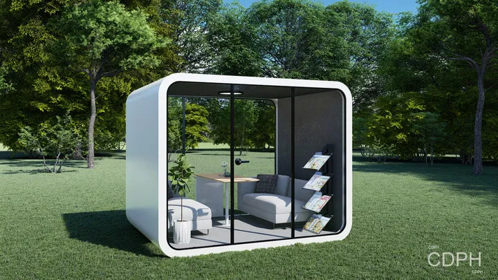 Hot Selling Cheap Prefabricated Soundproof Outdoor Residential Prefab House Small Movable Glass Isolated Mobile Office Pod