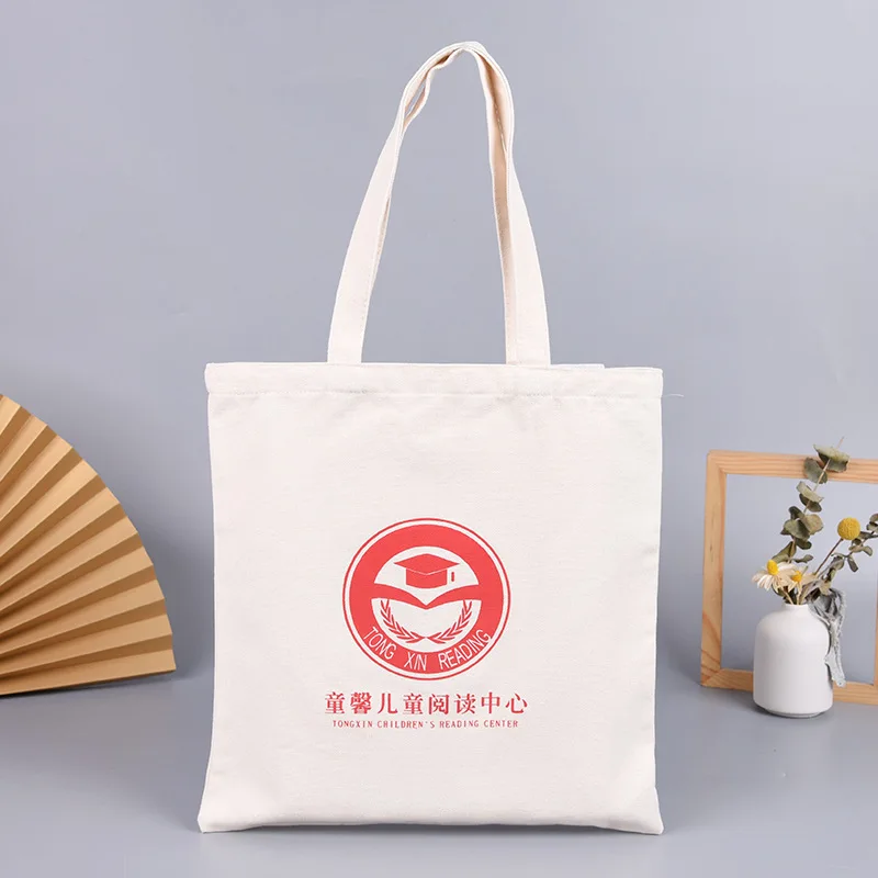 Heavy cotton canvas tote bag with inside and outside pockets, Custom color size plain cotton bags