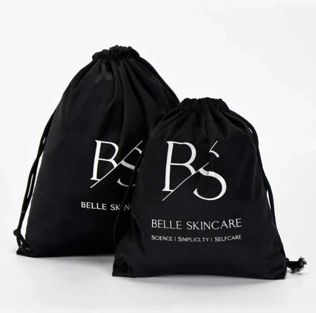 Custom Logo Printed Recycled Canvas Jewelry Ring Storage Pouch Luxury Soft Drawstring Dust Bag for Women Reusable for Promotion factory