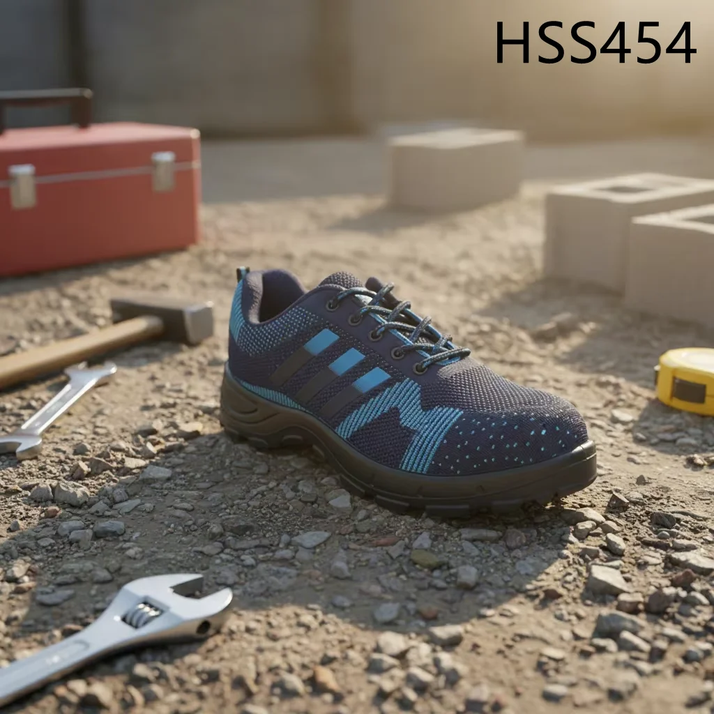 HY,Hill Crossing Fly Textile Upper Steel Toe Insert Blue Work Shoes Exercise Anti-puncture Sole Safety Jogger Shoes HSS454