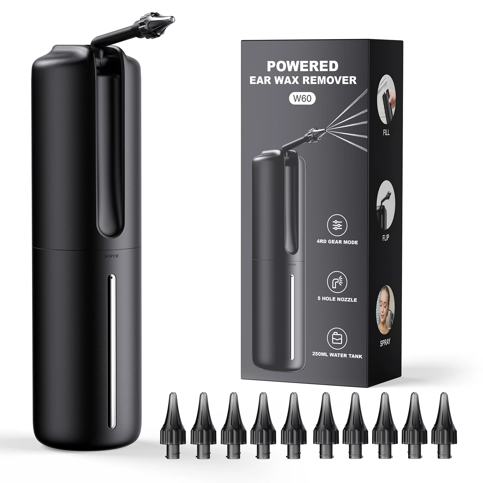 W60 Electric Earwax Removal Ear Irrigation System Kit 250ml Ear