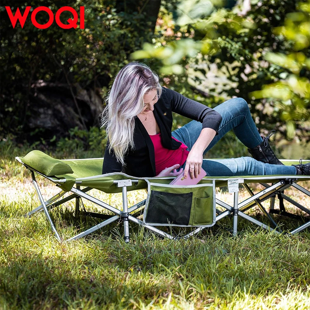 WOQI Luxury Comfortable Extra Heavy Folding Camping Bed Adult Folding Bed