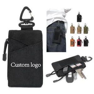 Multifunction Tactical Keychain Pouch Polyester Zipper Pocket Organizer Hook Gear Coin Purse ID Card Holder Car Key Waist Case