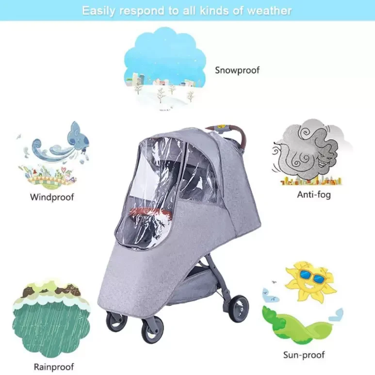Stroller Cover Weather Shield Universal Waterproof Protection Umbrella Wind Dust Cover Stroller Rain Cover
