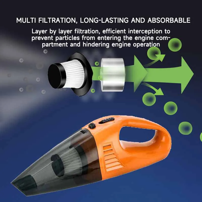 PCMOS Portable 12V Wet & Dry Auto Vacuum Cleaner Custom Logo High-Power ABS Material Colour Change Wireless For Cars - view 6