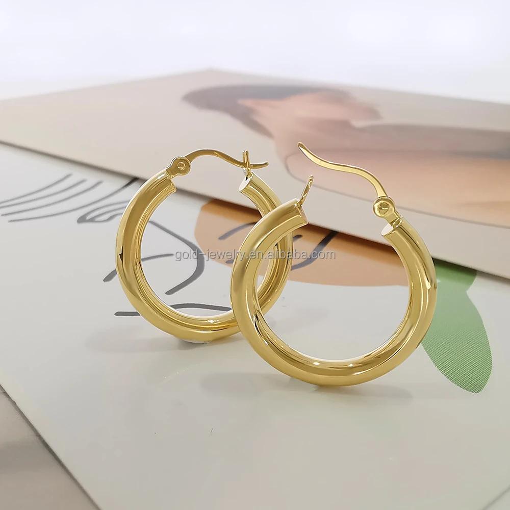 New Arrival Hoop Earring Au750 18k Real Yellow Gold Earring Popular Hot Selling Earrings Fine 8074