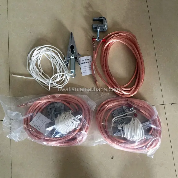 Portable high voltage electrical grounding line earth wire and grounding rod with grounding clamp