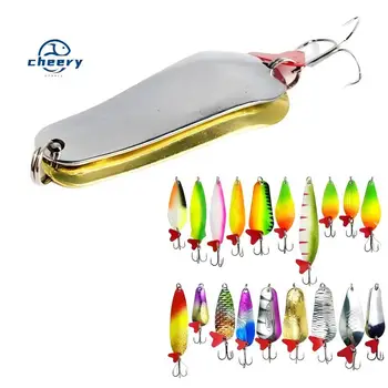 CHEERY Big Long Cast Metal Spoon Lure Spinner 16g-32g Red Heart Piece Three Hook Glitter Bait for Salmon Saltwater Fish Catfish – Metal Jig – view 2