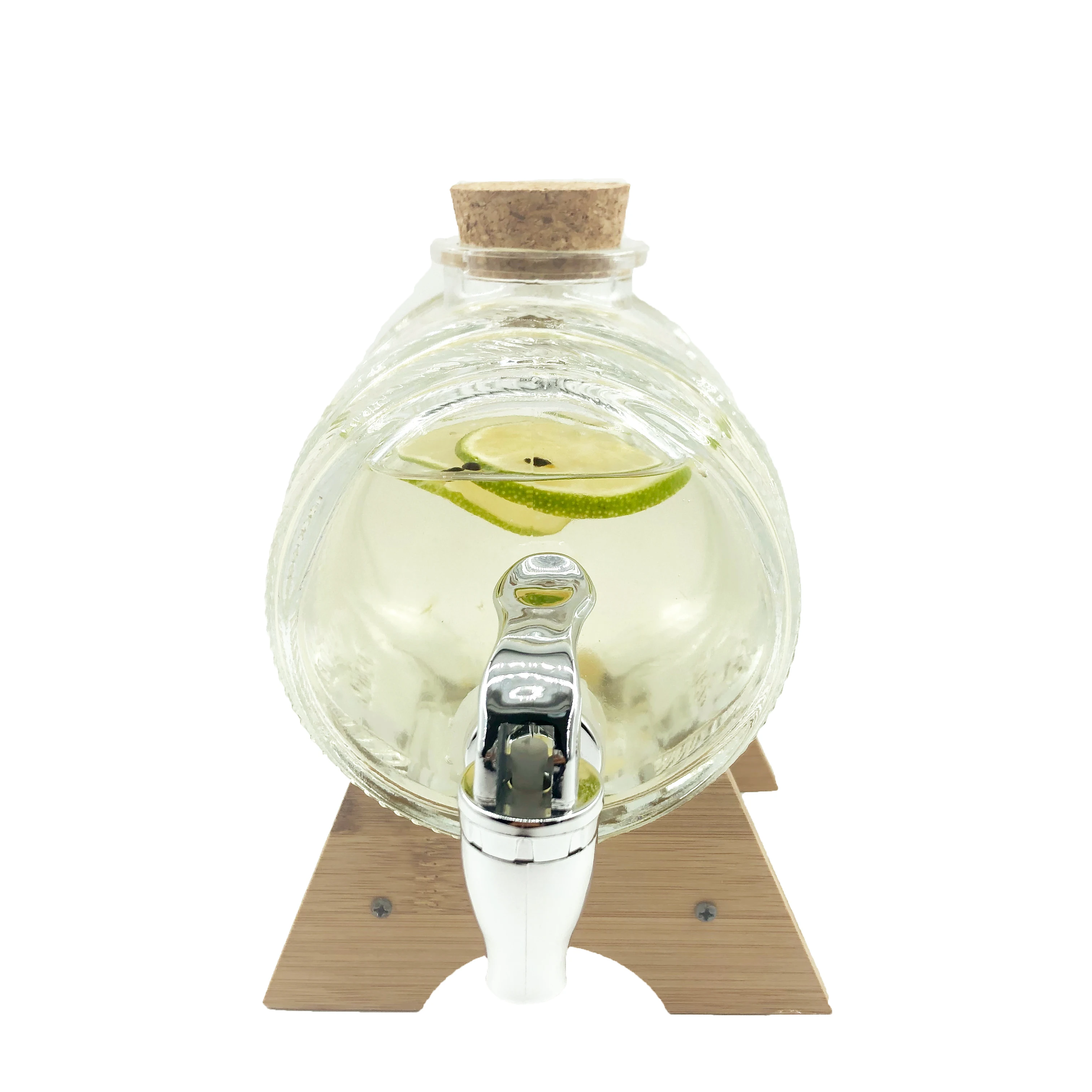 Cold Water Bottle with Faucet Fruit Juice Beverage Barrel Glass