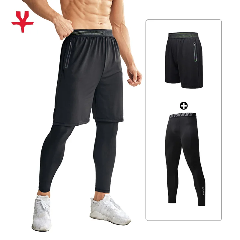 Toptie TOPTIE 2 in 1 Men's Active Running Shorts, Basketball Tights Pants