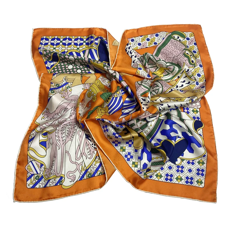 Wholesale Custom Digital Printing Square Silk Scarves 100% Silk Scarf Printed Logo Women Head Satin Scarves