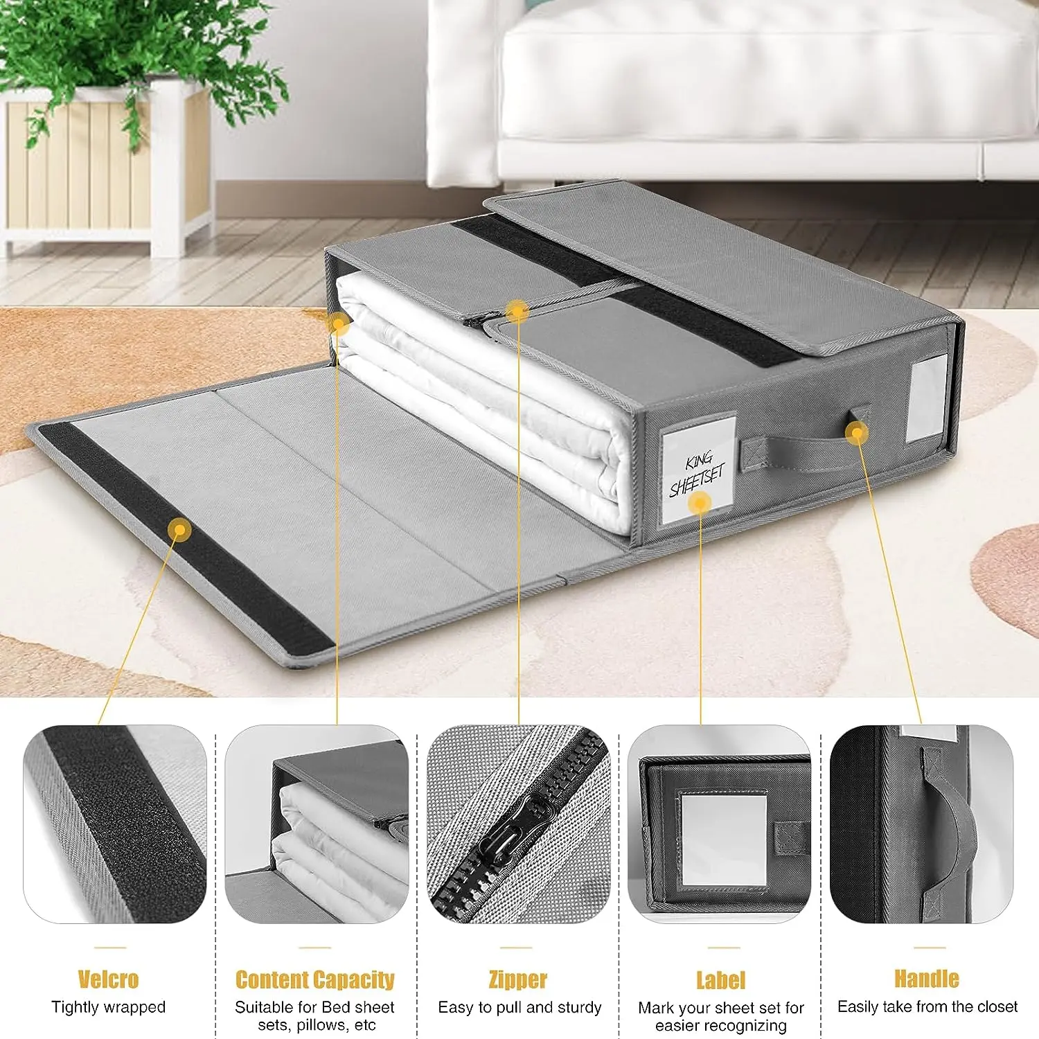 Custom Logo Oxford Fabric Bed Sheet Box Organizers Storage SheetCube Duvet Cover Box