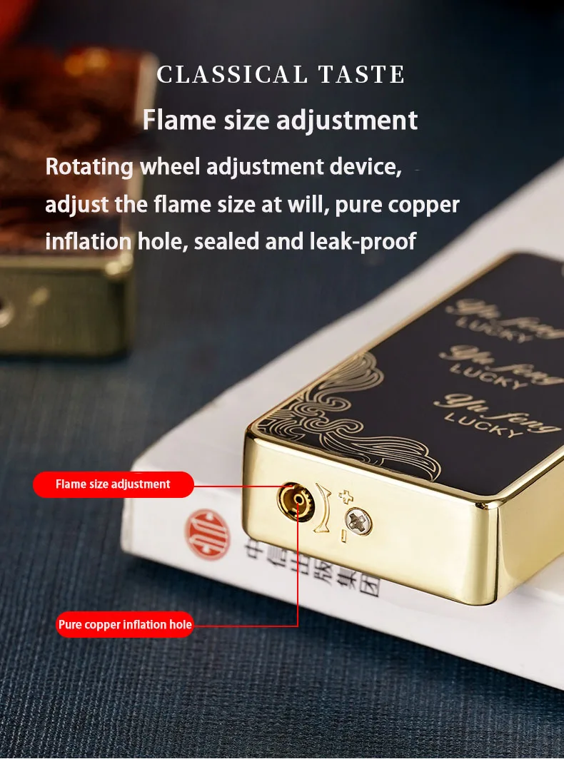 db 1576 luxury gas refillable flint lighter for cigarettes zinc alloy business gifts pretty gift box-8