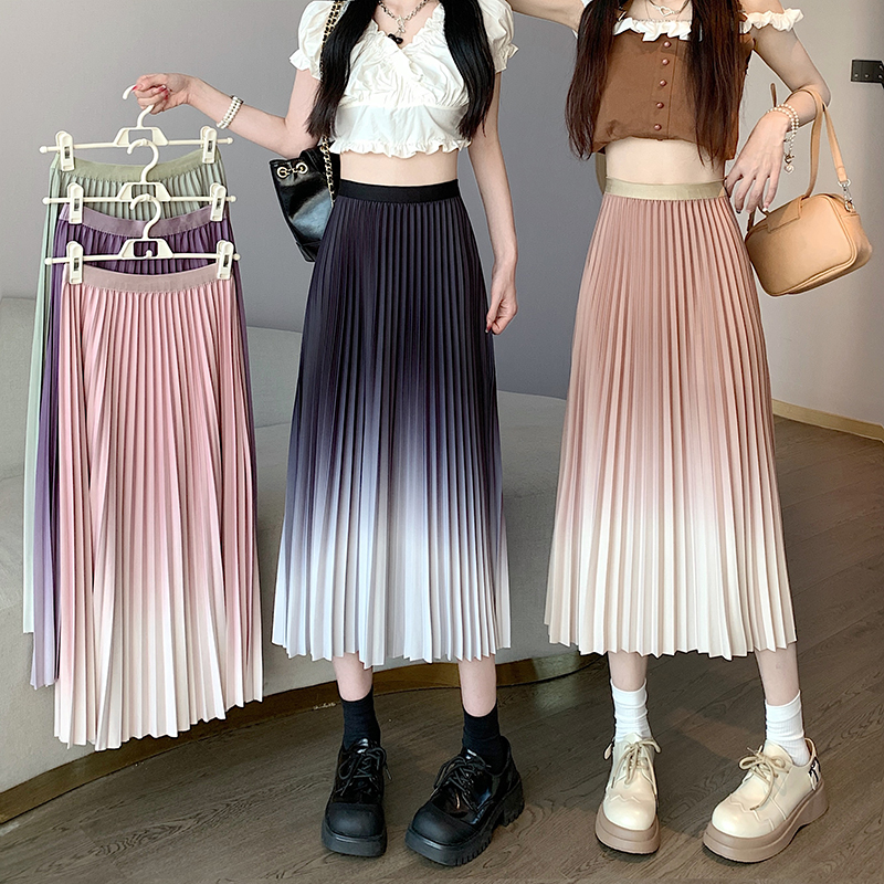 Women Pleated Long Skirt Summer Wholesale High Quality Casual Print
