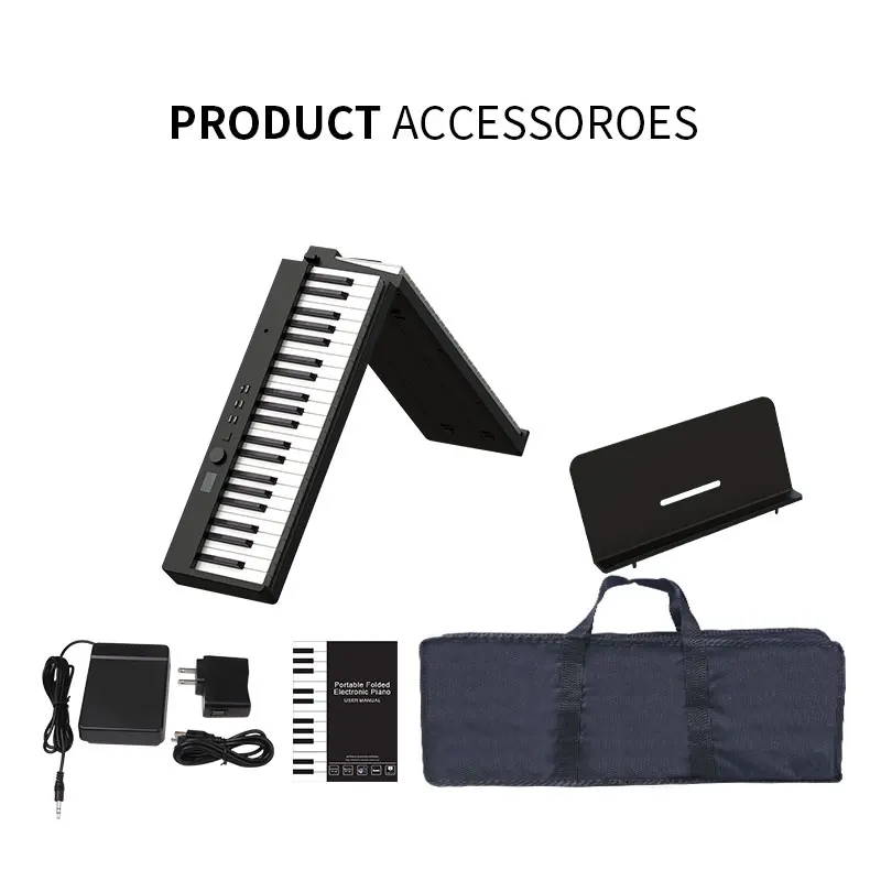 Konix 88 Keys Foldable Electric Piano Keyboard Portable Digital Piano Touch Sensitive Keys Folding Piano with Battery