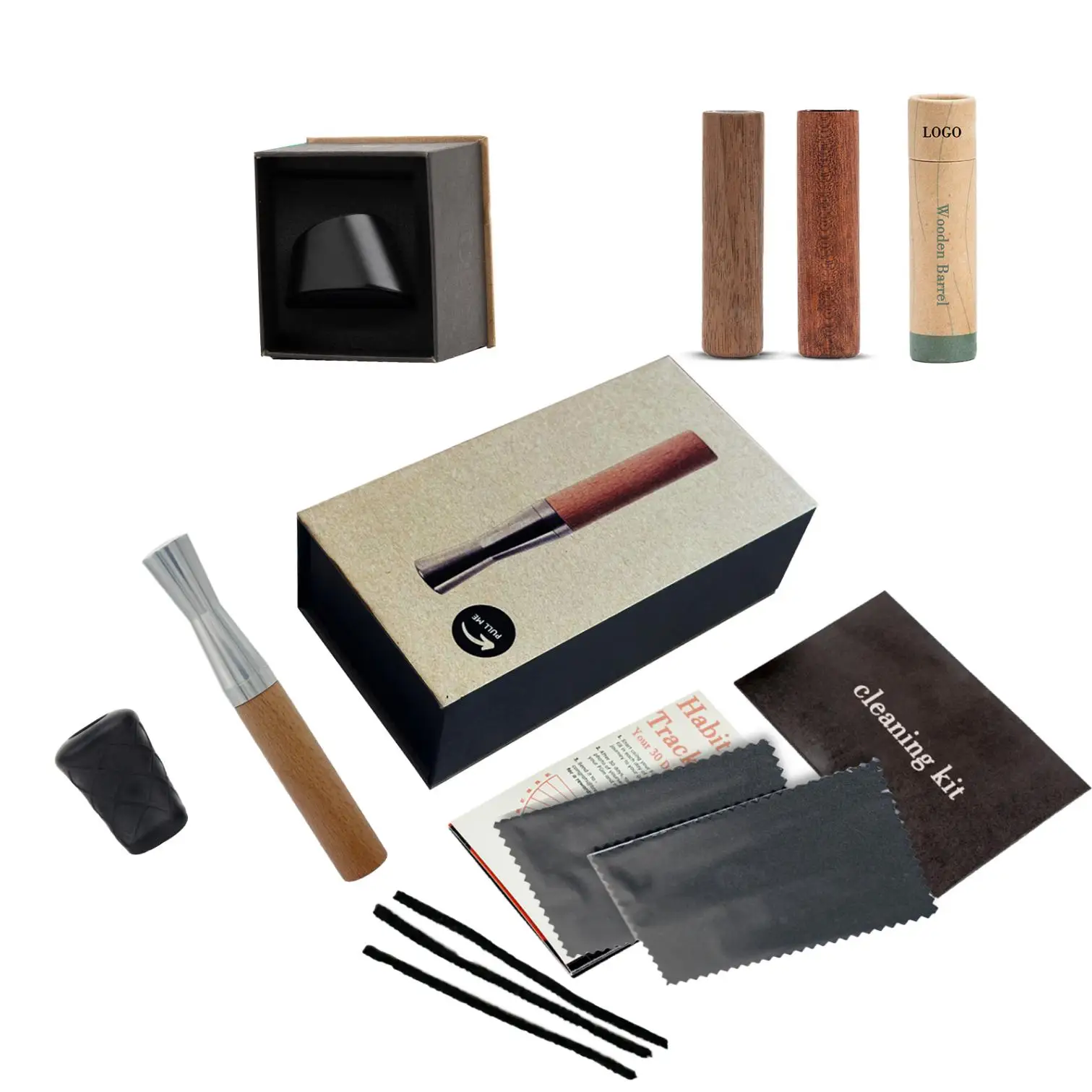 Cigarette Fumar Alternative Flavored Air Device Suit Aluminum Wood Stick  Quit Smoking Smokeless Inhaler Wtih Essential Oil Core