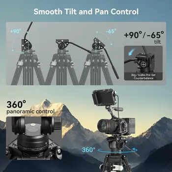 Small Rig One-Step Height Adjust AD-80 FreeBlazer Heavy-Duty Tripod System Video Tripod with Fluid Head 4163 detail image