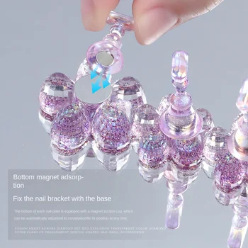 Wholesale Plastic Aurora Flower Nail Display Stand for Cross-Border New Nail Art Novices' Practice Wearable Nail Support