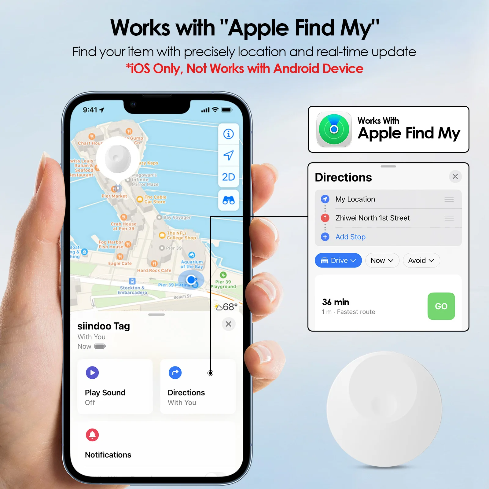 IOS FindMy Vehicle Car Tracker Small Motorcycle Tracker for Kids for Toyota Football Players Great Distribution Price