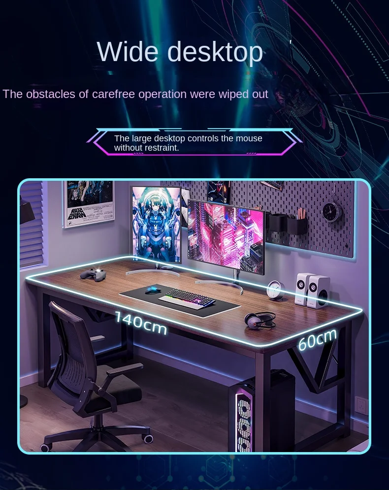 Modern Steel Racing Gamer Desk - Metal Gaming Table 100-160cm for E ...