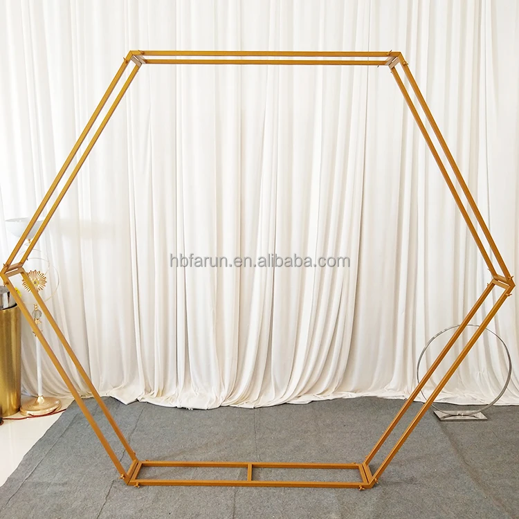 Golden Mirror Exquisite Octagon Wedding Backdrop Wedding Arch Stand ...