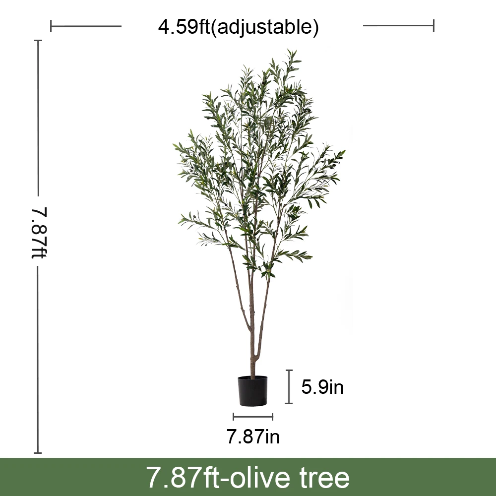 Large Artificial Olive Tree Ficus Leaf Tree Wood Silk Grass Plastic Simulation Home Decorative Landscape Wall Palm Flower manufacture
