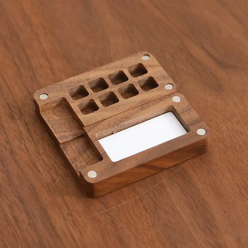 YOGO  Retro Walnut Wooden Palette Box Magnetic Lid Empty Wood Watercolor Palette With 9/ 12/ 24 /36 Pans Grids for Water Color