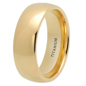 Coolstyle Jewelry Domed Polished Shiny 8mm Wholesale Gold Plated Titanium Ring for Men Women Fashion Engagement Wedding Band
