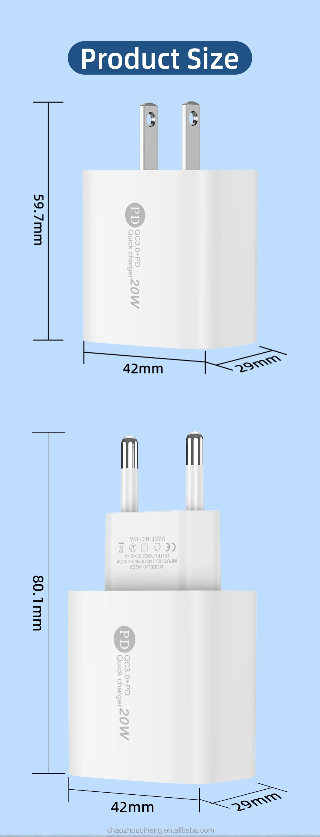 Portable Bulk Usb Phone Charger 5V2A Dual-port Fast Charger Adapter Plug 2in1 Mini PD Charger for Phones Wall Charger Type c OEM Ha257cc8d540348e7a53c5a441e1187592