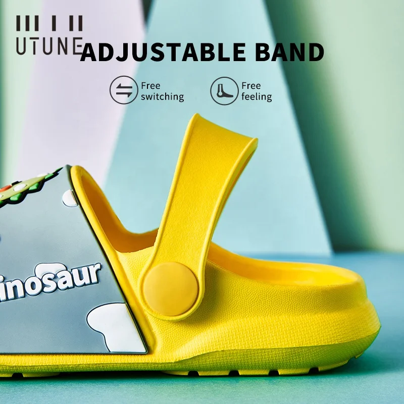 Детские летние милые пляжные сандалии UTUNE для мальчиков и девочек, Нескользящие домашние и уличные сандалии из ЭВА на мягкой подошве, тапочки, обувь