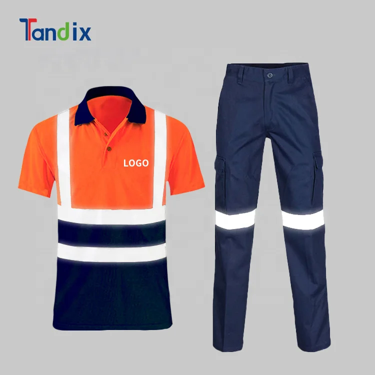 OEM Worker Uniform Overall Traffic Construction Reflective Safety Coverall High Visibility Shirt Pant Suit Hi Vis Work Workwear
