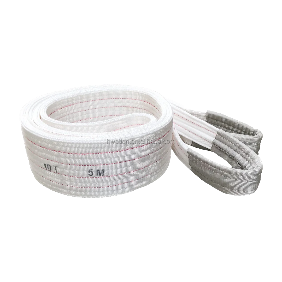 Heavy Duty 1-15T Flat Eye Double Ply Polyester Webbing Belt/Sling for Industrial Crane Lifting