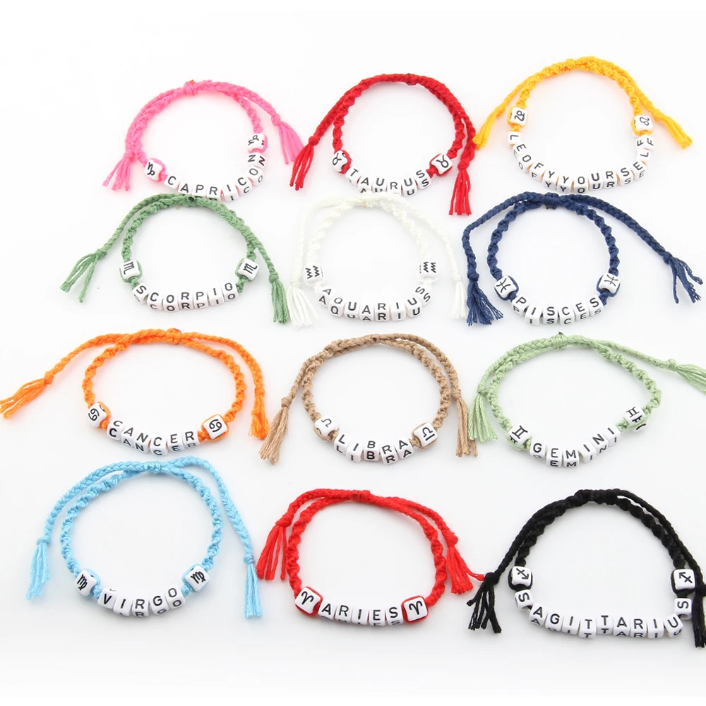 Source Wholesale High Quality Adjustable Custom Letter Beads Braided Cotton  String Charm Friendship DIY Alphabet Bracelet on m.