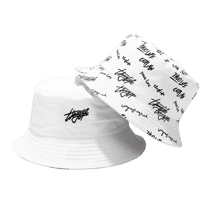 Thug Life Fashion Design Custom Logo All Over Printed and Embroidered Reversible Chapeau Bob Fisherman Bucket Hat