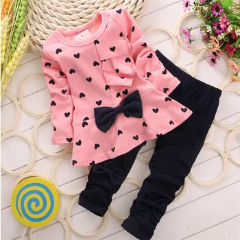 Girls' Clothing Sets Fall Spring Two Piece Outfits Dress + Pants Cute Baby Girl Clothes Dot Printing Kids Casual wear