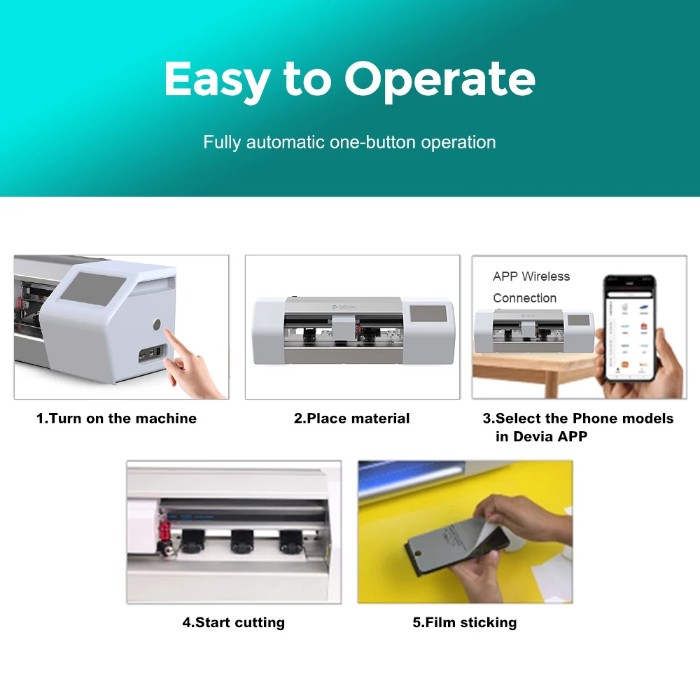 Devia 2022 Full Automatic Hydrogel Film Cutting Machine 30s Fast Cut Intelligent Screen Protector Plotter Mobile Phones GPS TPU