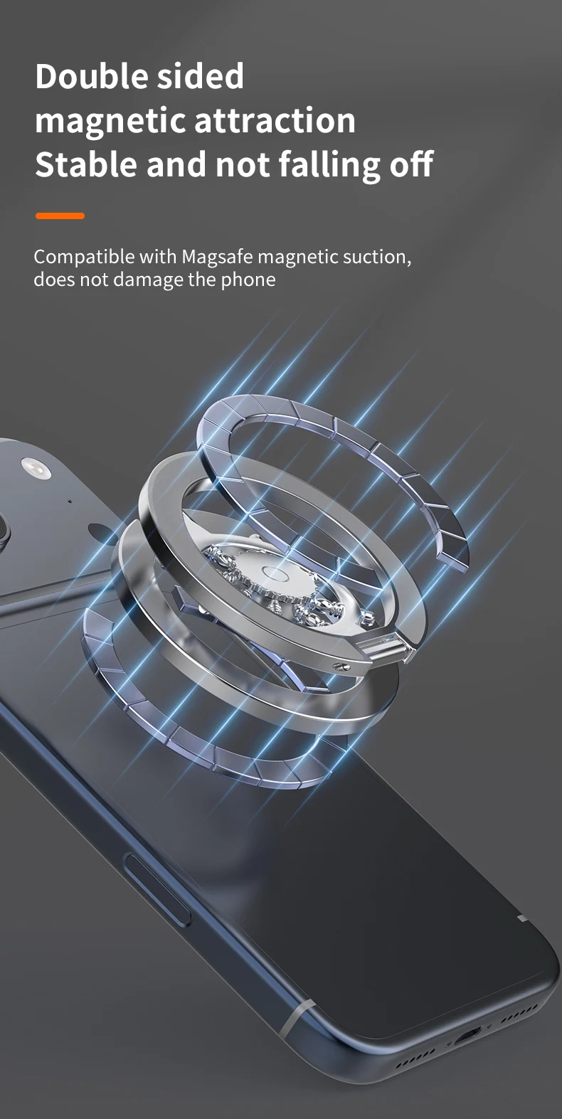 Magnetic Adsorption Foldable Phone Holder Ring Stand Double Sided Magnet for Smartphone Daily Use