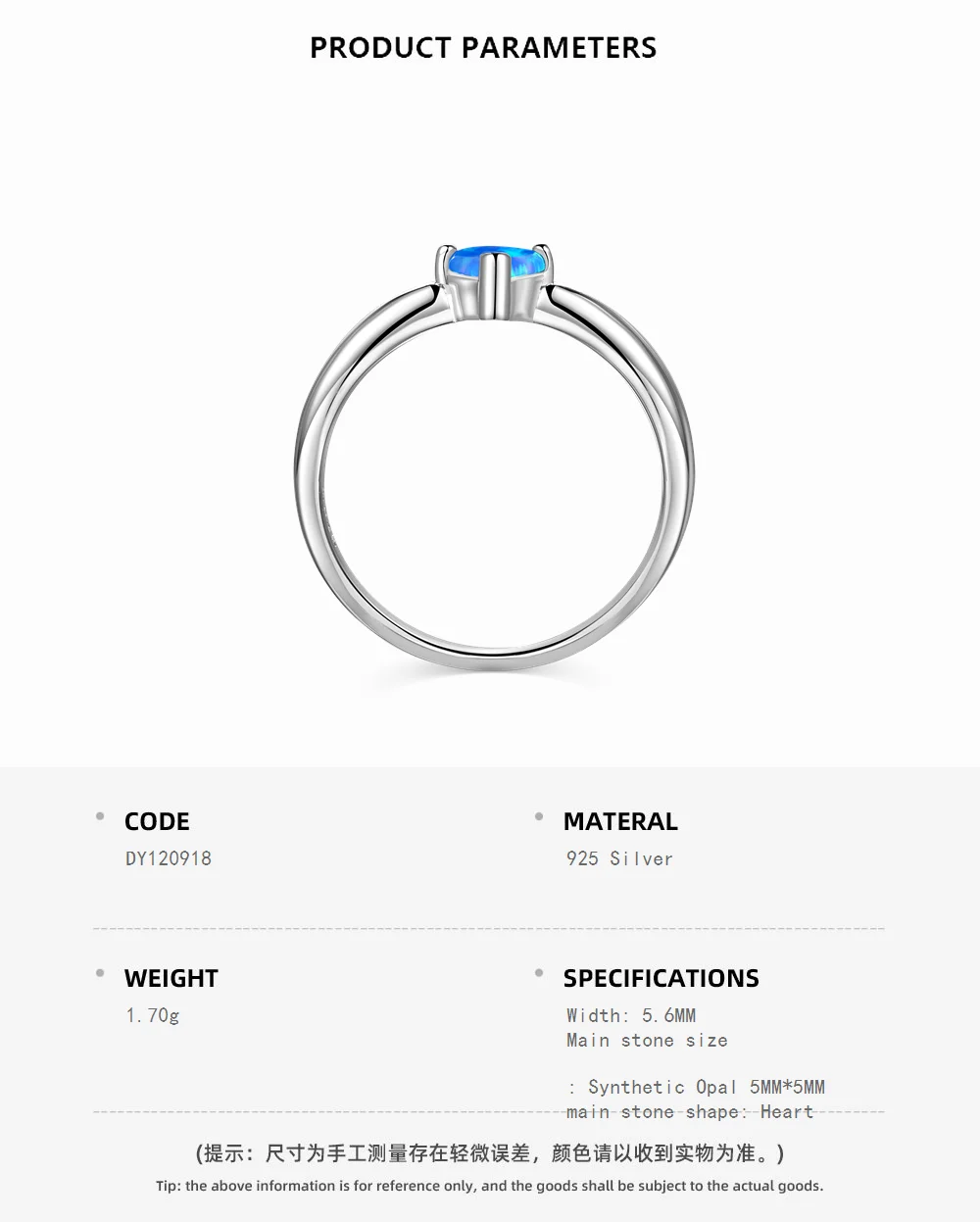 KAKODIY Simple Women's Blue Zircon Ring Boutique Jewelry Charm 925 Sterling Silver Love Ring Women Girls Gift detail 1