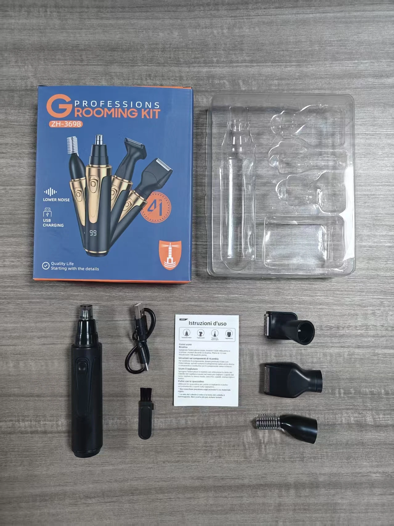 Portable Four-in-One Set Nose Hair Trimmer for Home RV Car Use New Rechargeable Electric Push Shear Salon Quality Made Plastic supplier