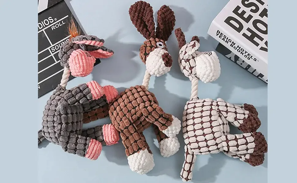 Petdom Wholesale Pet Products Durable Stuffed Animal Plush Chew Toy Donkey Shape Plush Dog Toy
