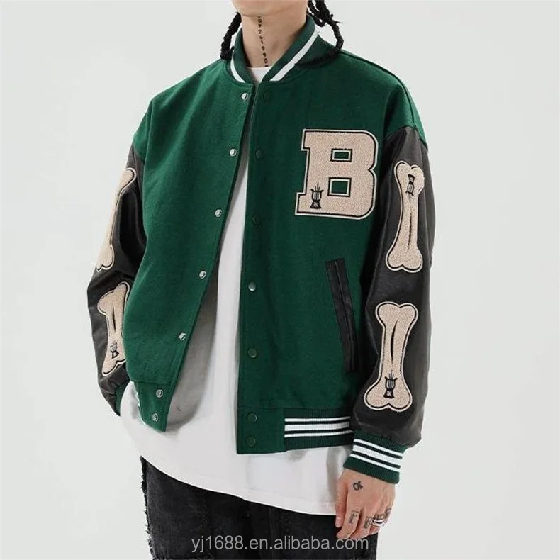 New Leather+Embroidered Varsity Jacket, Men's Fashion, Coats, Jackets and  Outerwear on Carousell