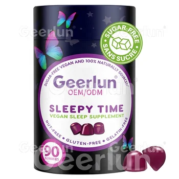 Factory OEM Halal Melatonin Gummy Regulates Sleep Cycle Deep Sleepy Time Supplements Black Cherry Sleeping Gummies