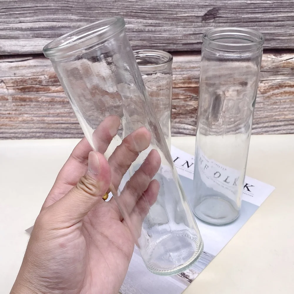 High Quality Customized Color Durable Attachable clear Glass  Candle Holder Empty Candlesticks for Home Decor Religion