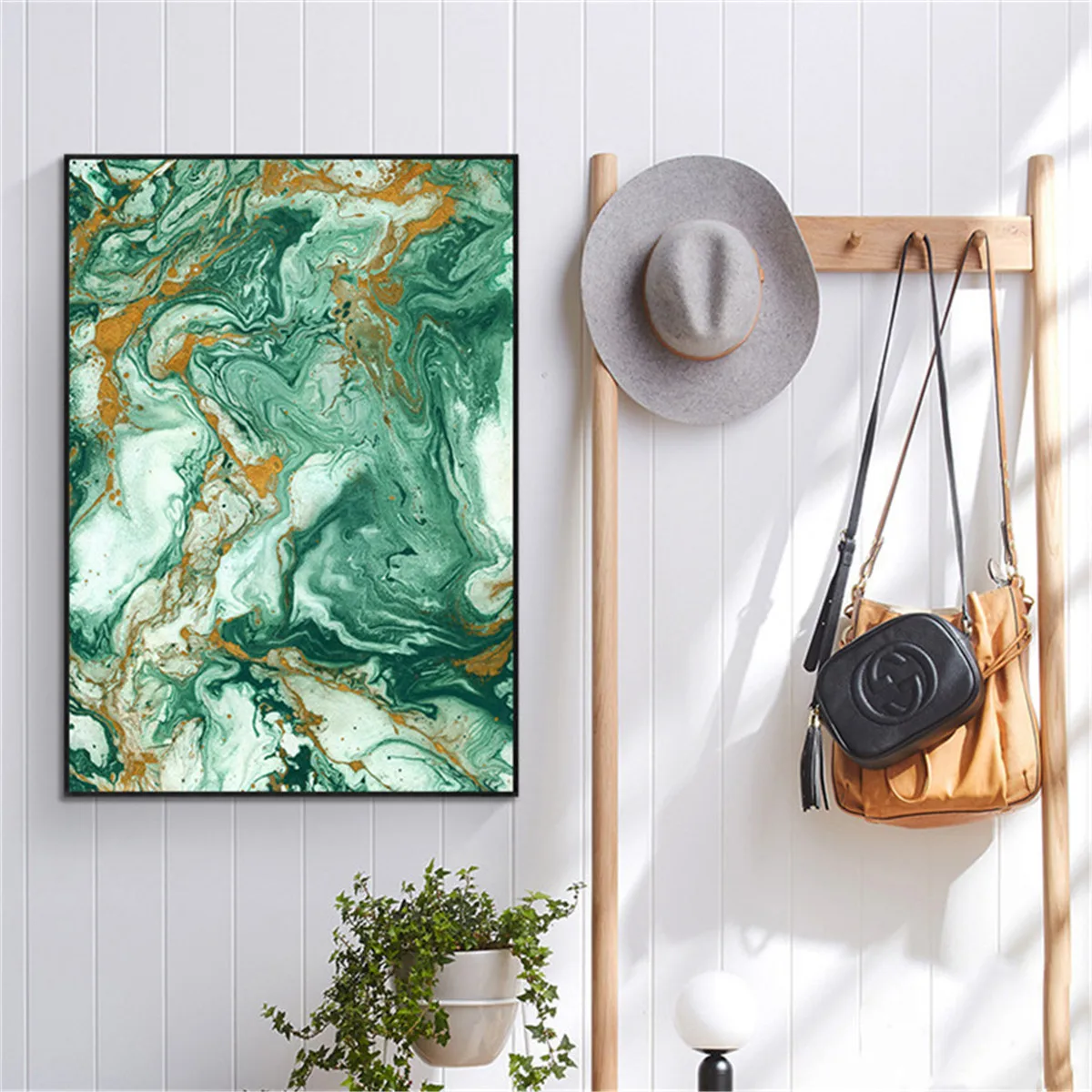 Abstract Flowing Gold Pattern Connotation Canvas Painting Modern Home Art Decor