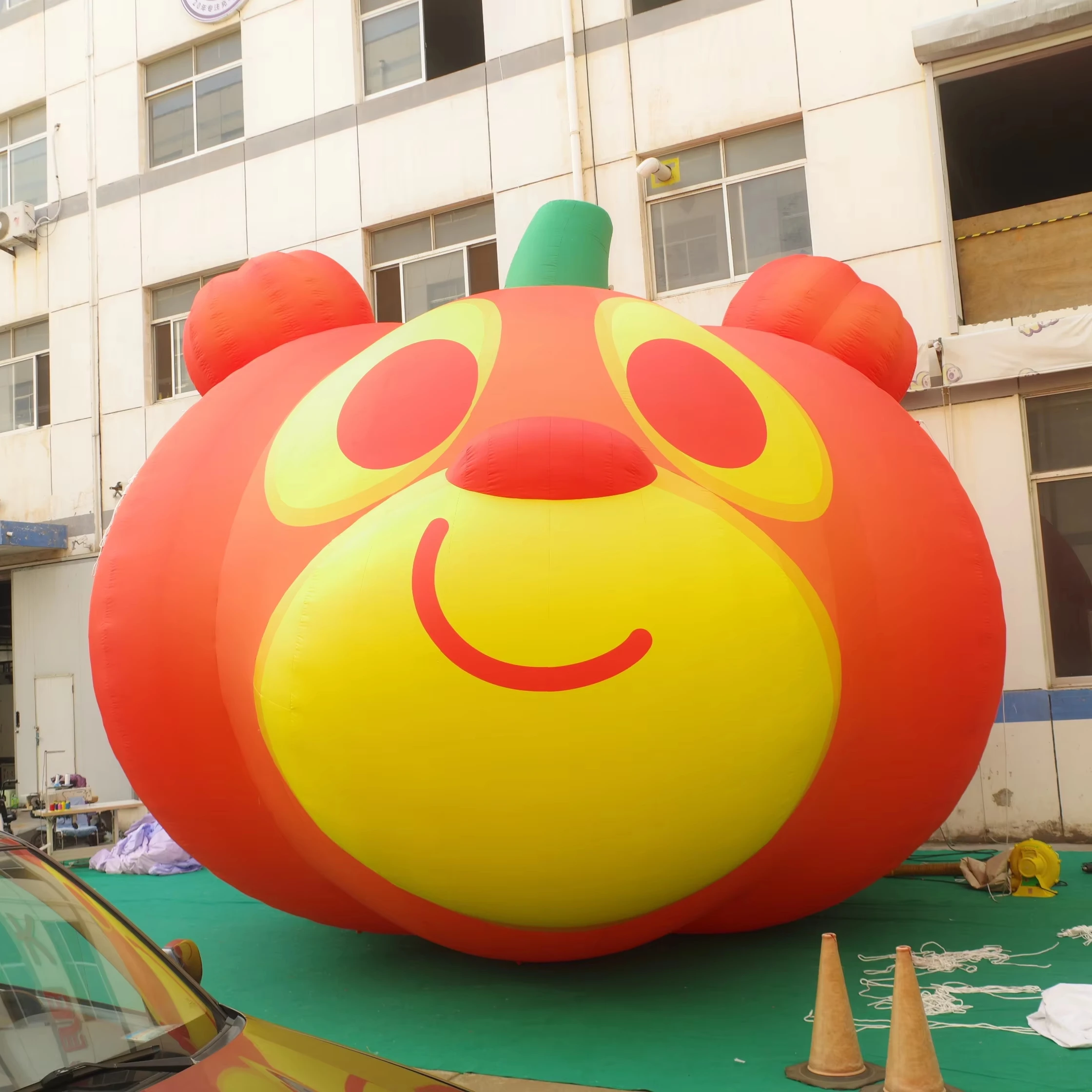 Giant Inflatable Pumpkin Bear Head Mascot for Halloween, Durable Free-Standing Advertising Inflatable