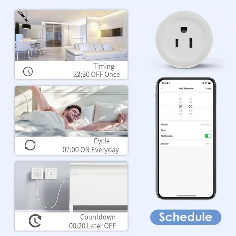 Умная розетка Tuya в американском стиле с Wi-Fi 10 А/16 А 1