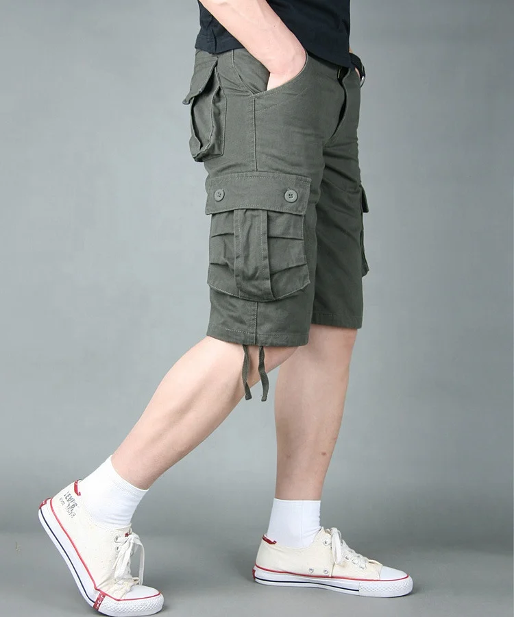 Men's Cotton Canvas Tactical Short Pants Hiking Hunting Multi Pockets Safari Cargo Pant Half Trousers