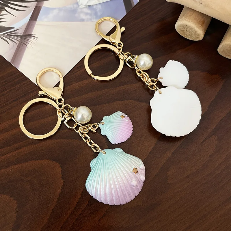 Porte-clés étoile De Mer En Silicone Et Cuir De Veau Classique - Cyan