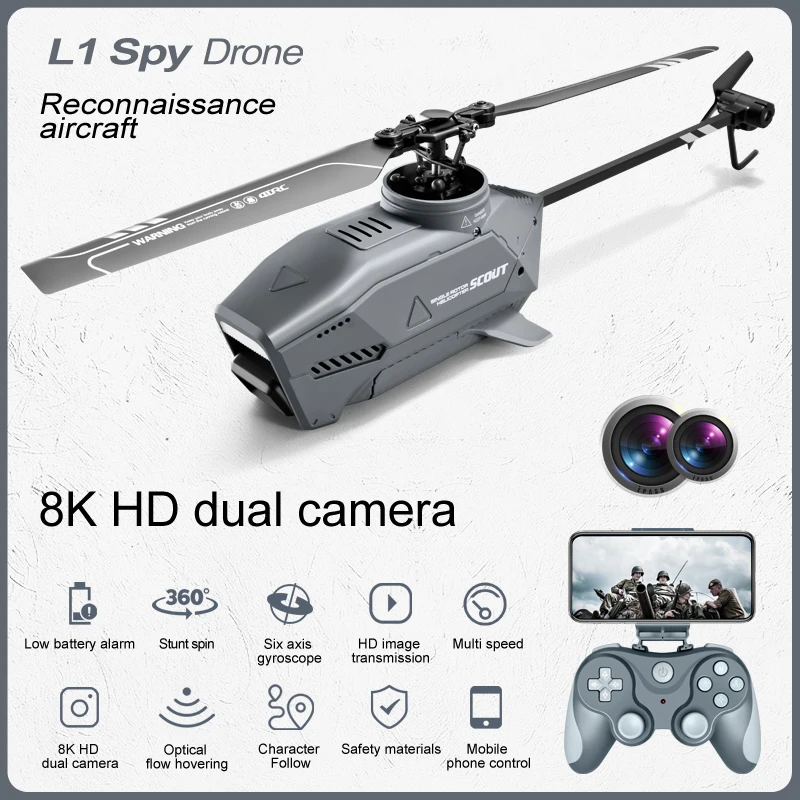 L1 6 Gyro Spy Helicopter with 8k Camera - Perfect for Kids